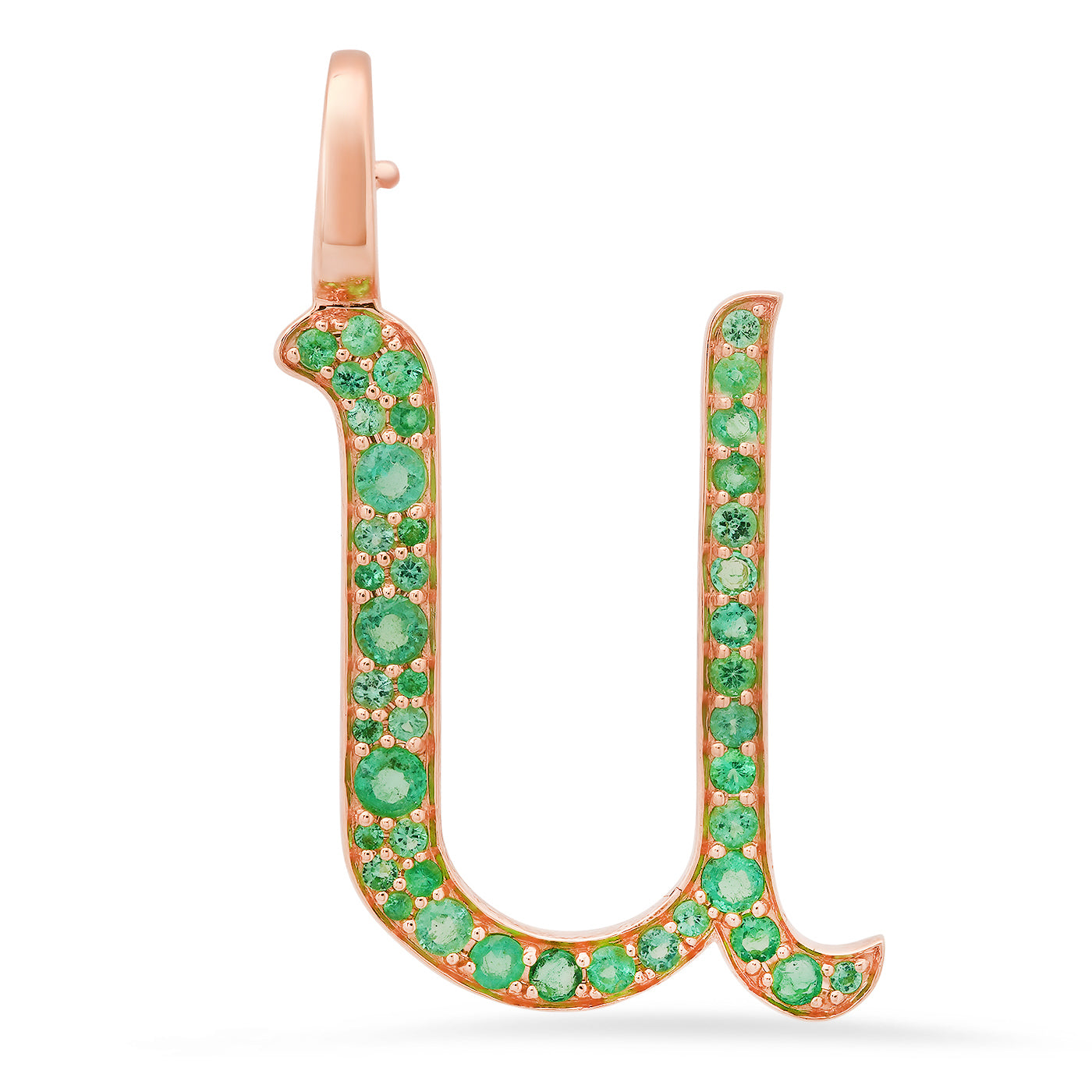 14K Rose Gold Letter U Pendant