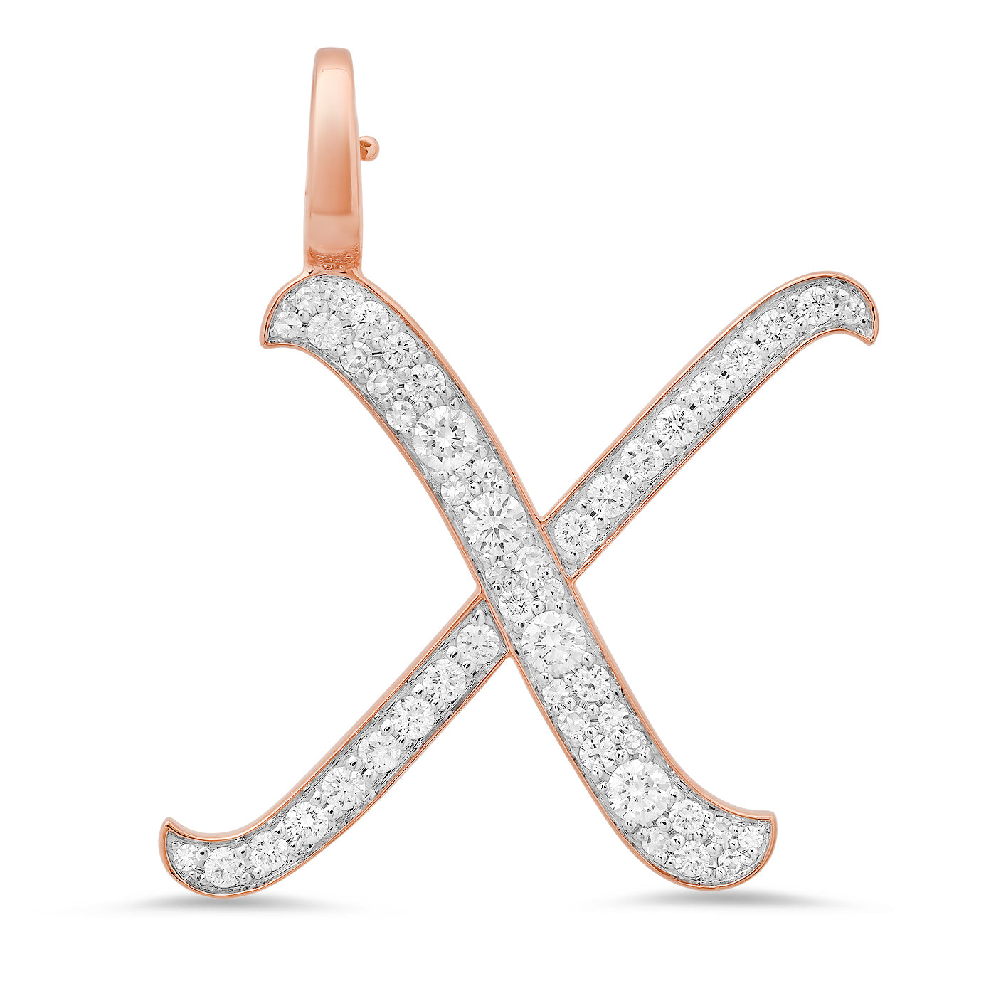 14K Rose Gold Letter X Pendant