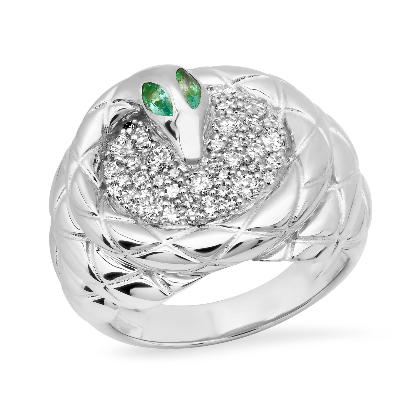 14K White Gold Snake Coil Ring