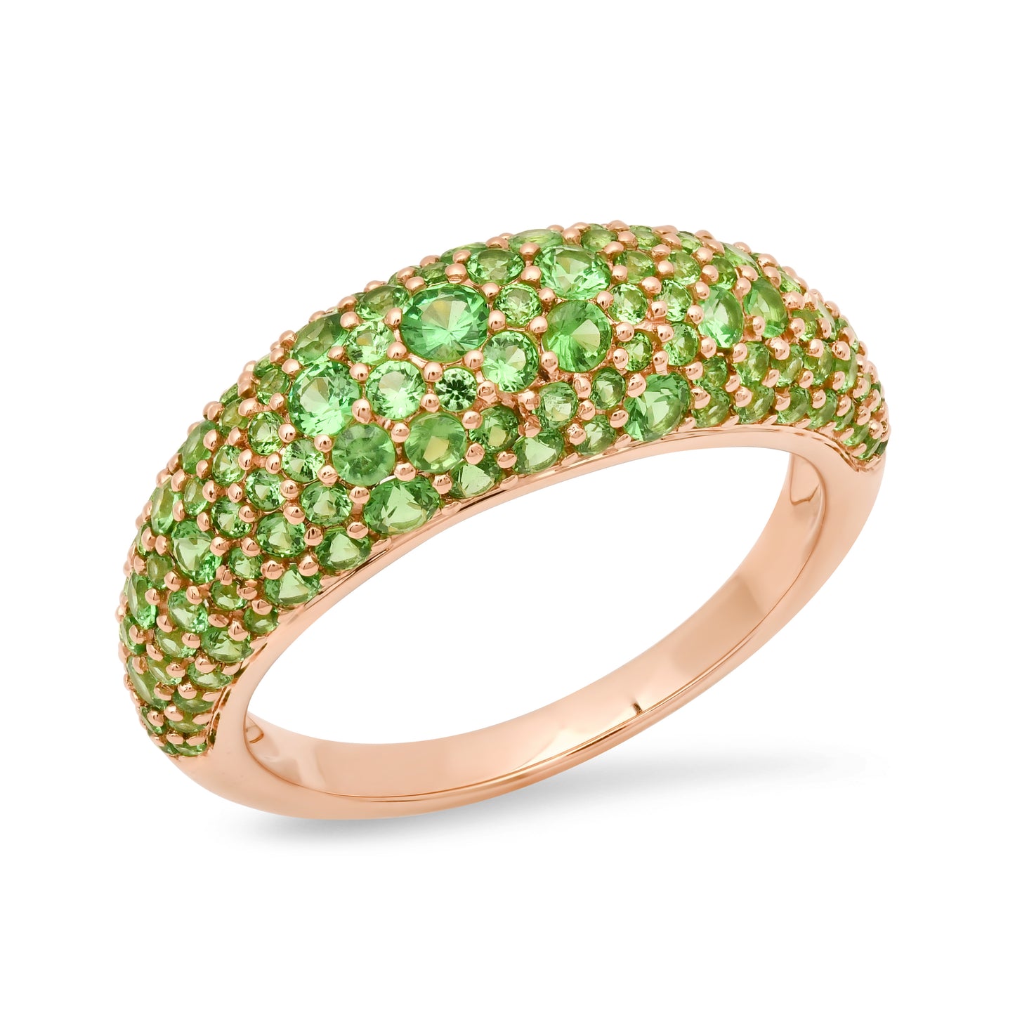 14k Rose Gold Tsavorite Crescent Domed Ring