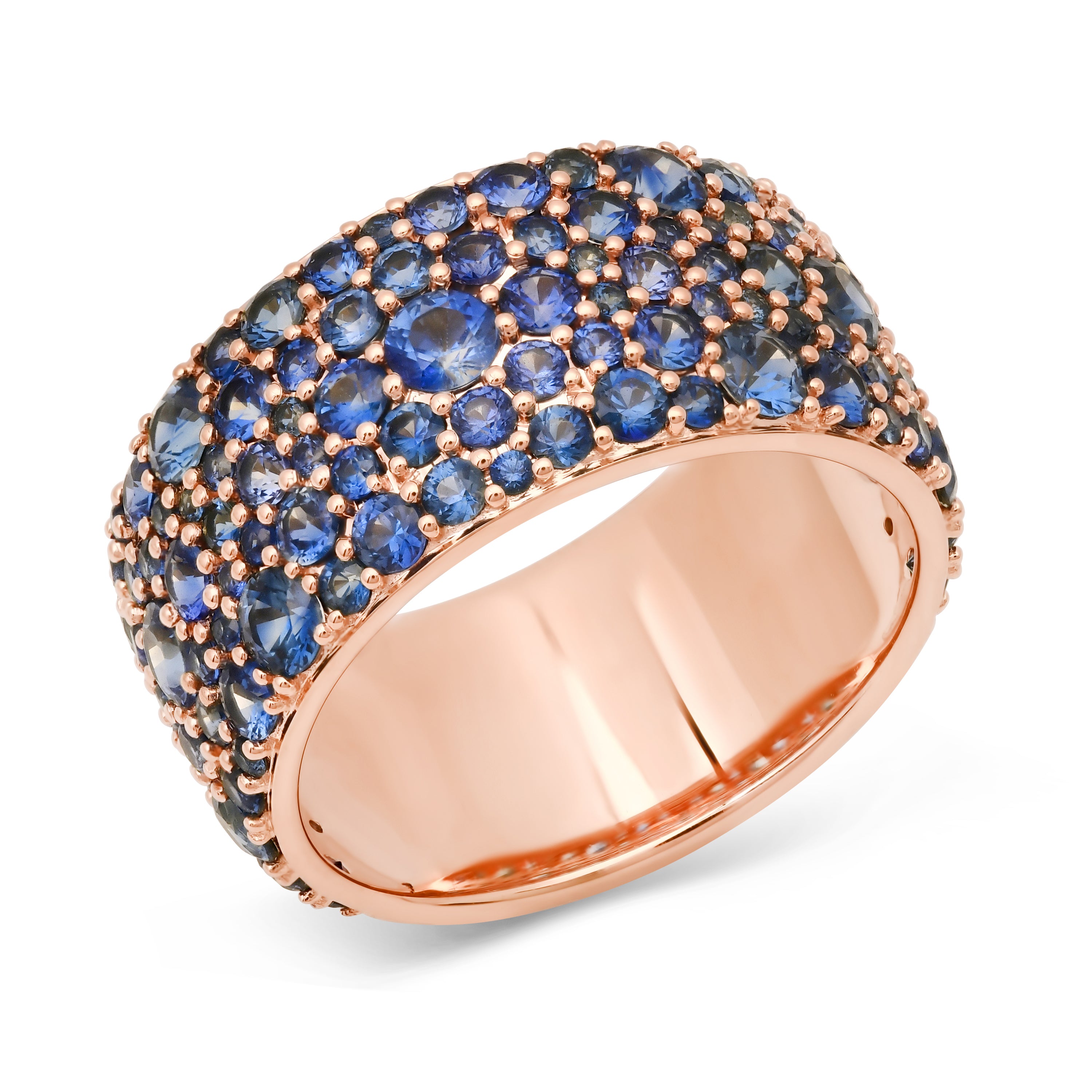 14K Rose Gold Blue Sapphire Cigar Band