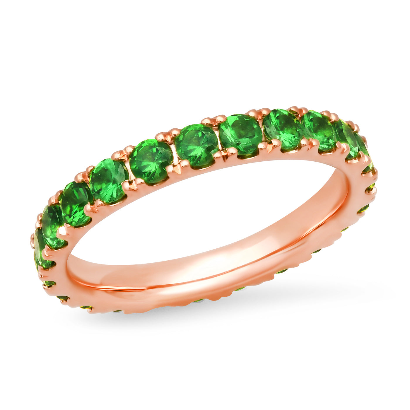 14K Rose Gold Large Tsavorite Eternity Band