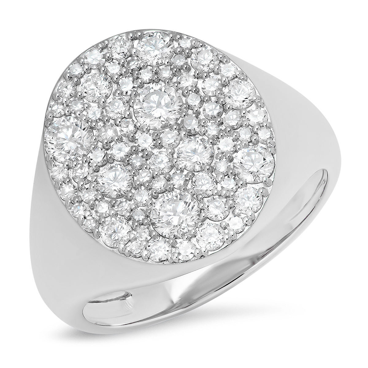 14K White Gold Diamond Signet Ring
