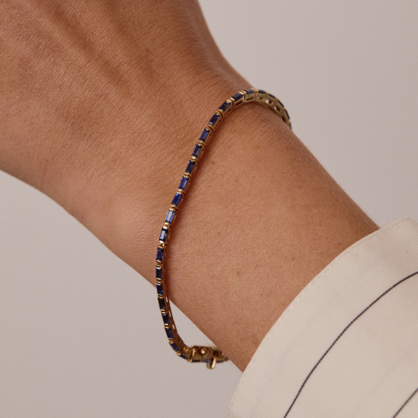 Blue Sapphire Baguette Tennis Bracelet