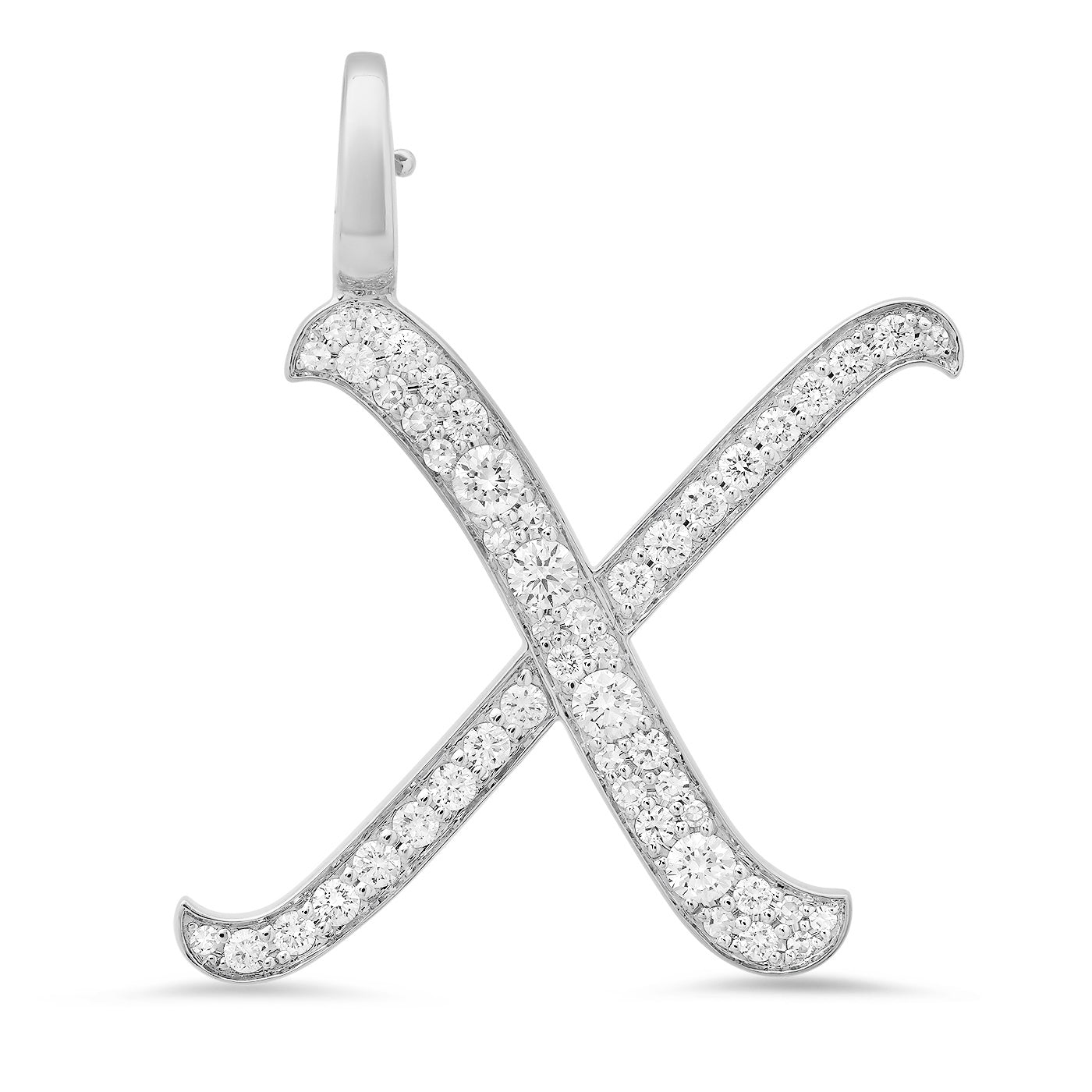 14K White Gold Letter X Pendant