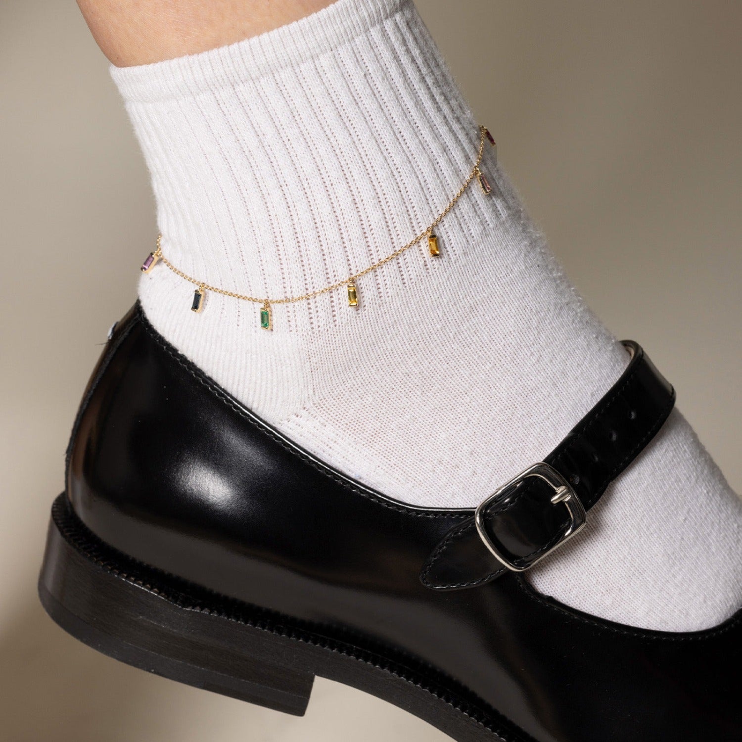 Rainbow Baguette Anklet