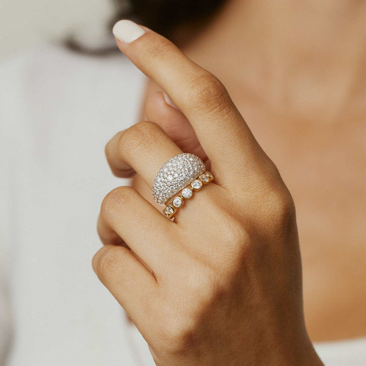 Diamond Sunburst Cocktail Ring