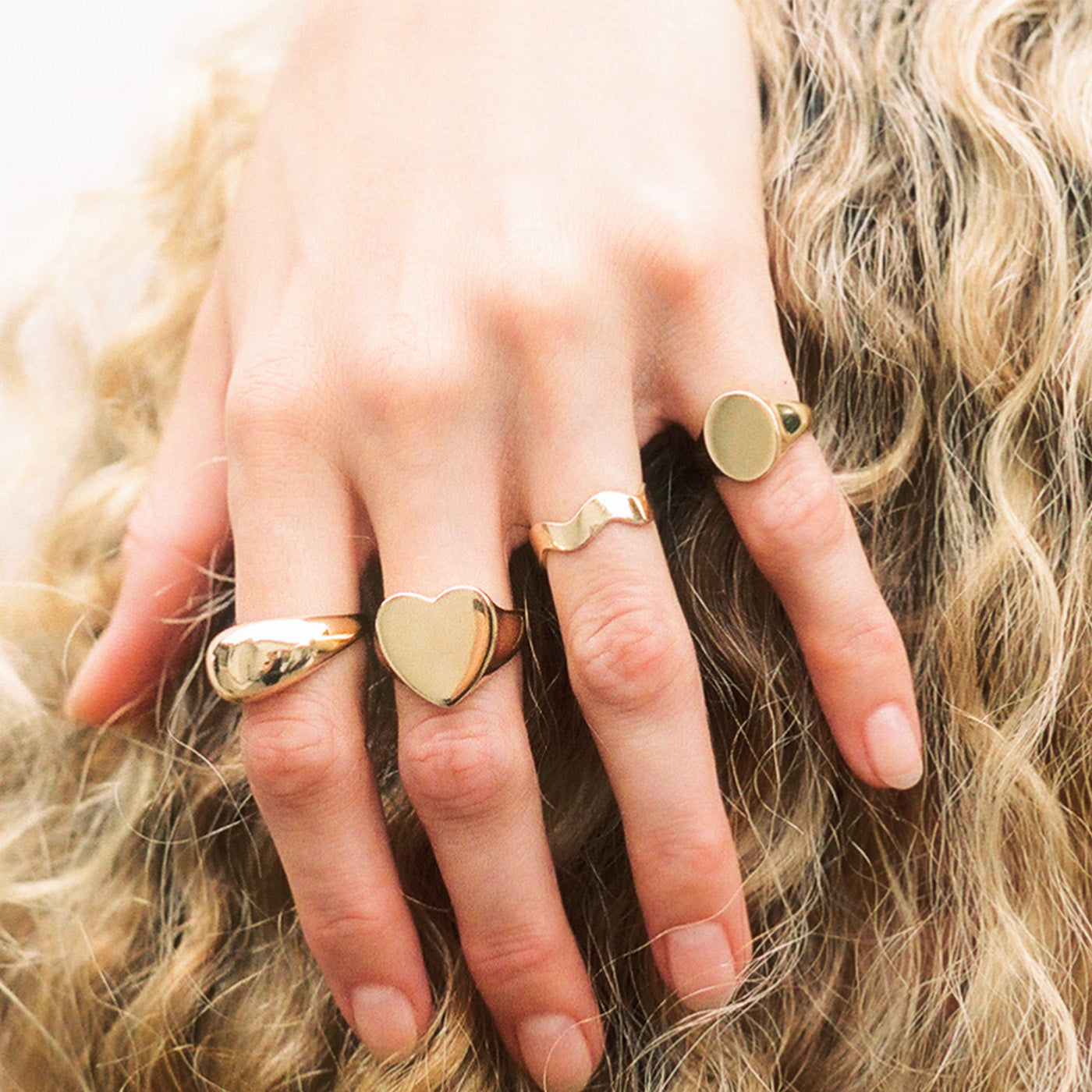 Solid Gold Heart Signet Ring