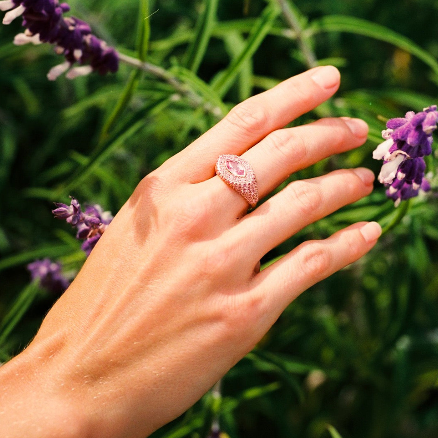 Pink Sapphire Marquise Ring