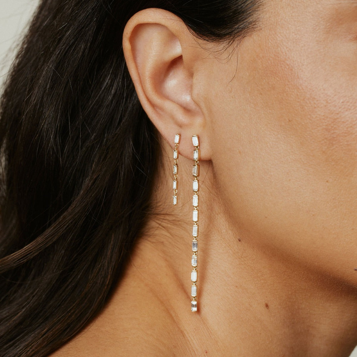 Diamond Baguette Strand Earrings