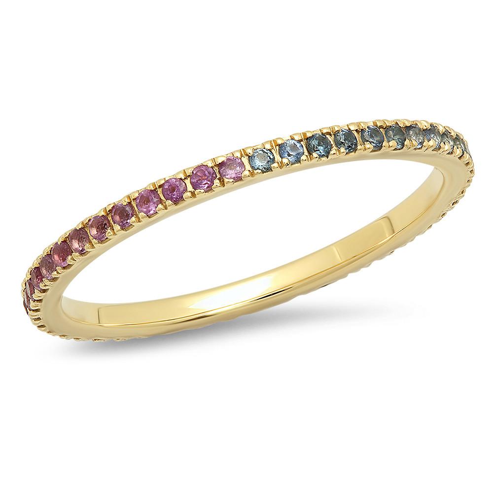 14K Yellow Gold Amethyst and Blue Sapphire Eternity Band