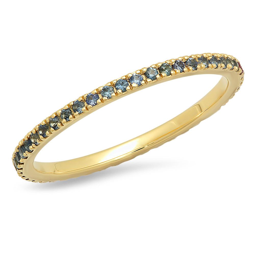 14K Yellow Gold Amethyst and Blue Sapphire Eternity Band