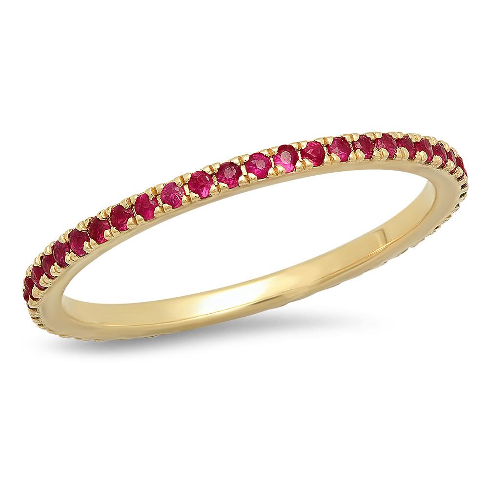 14K Yellow Gold Ruby and Tsavorite Eternity Band