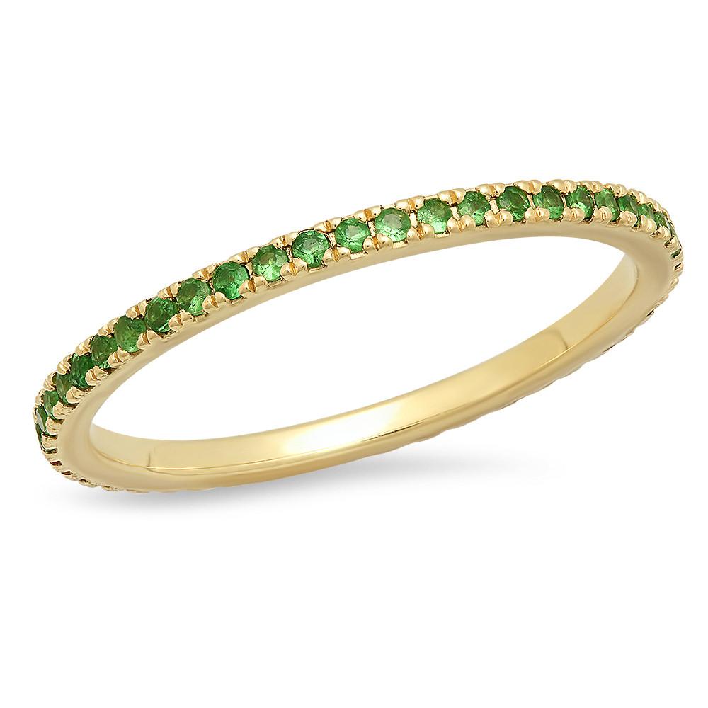 14K Yellow Gold Ruby and Tsavorite Eternity Band