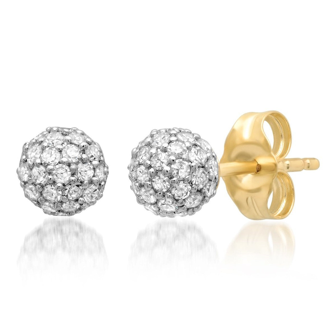 14K Yellow Gold Diamond Disco Ball Studs