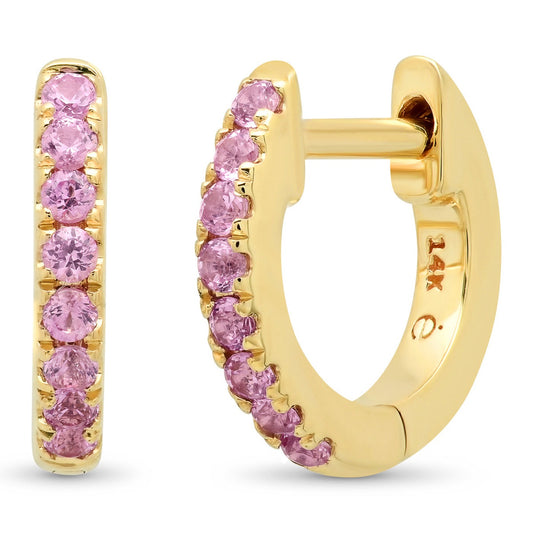 Eriness Jewelry Mini Pink Sapphire Huggies