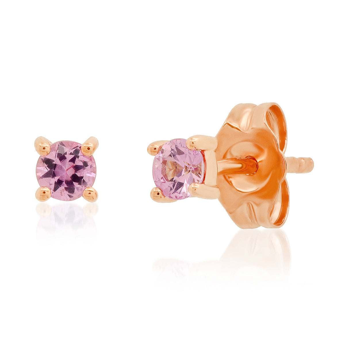 14K Rose Gold Pink Sapphire Studs