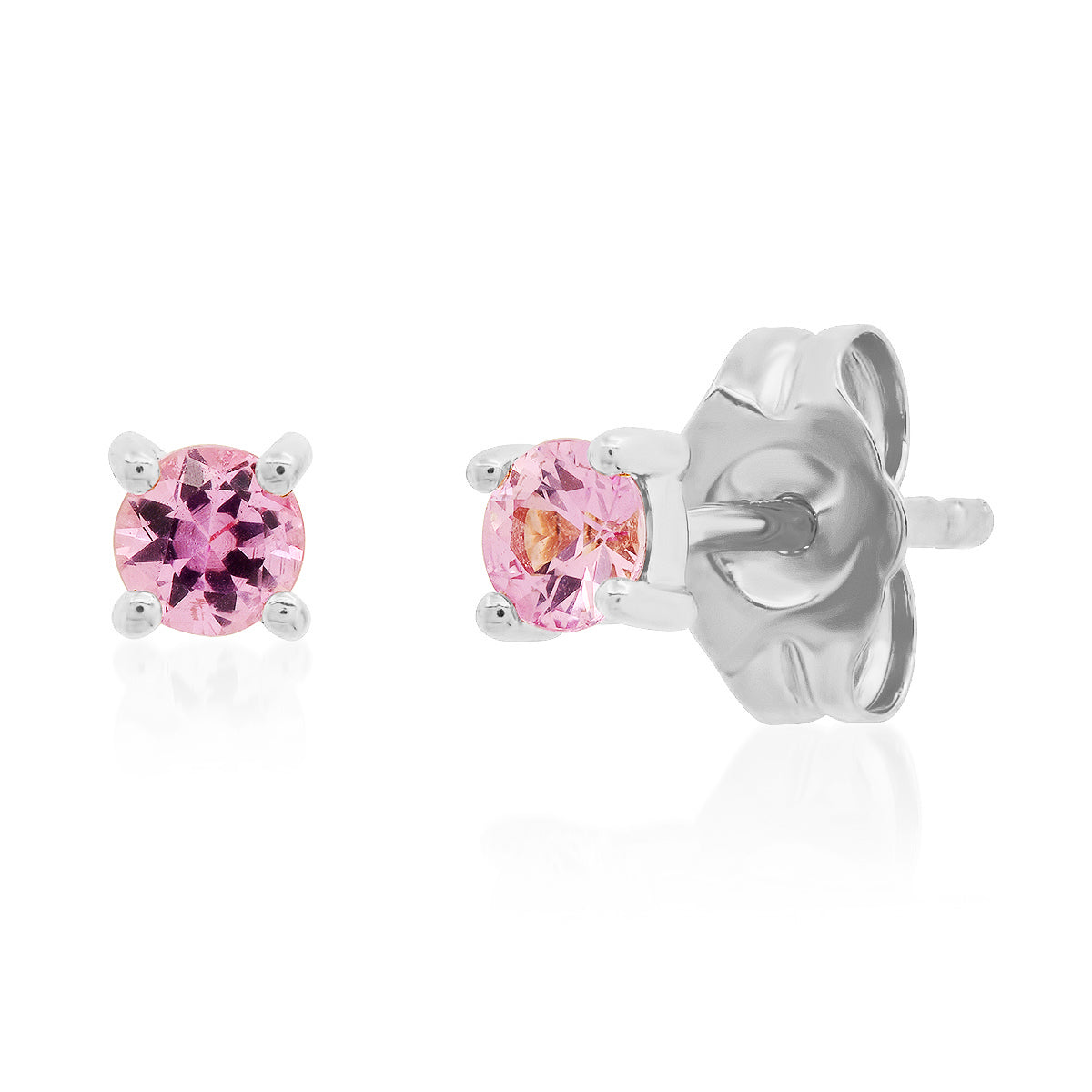 14K White Gold Pink Sapphire Studs