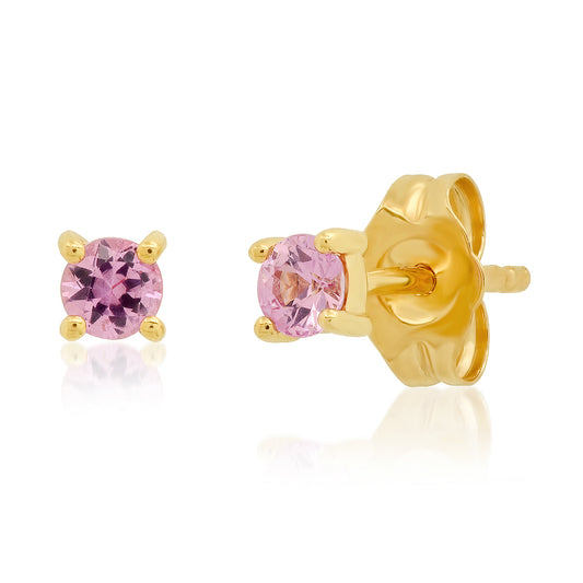 14K Yellow Gold Pink Sapphire Studs