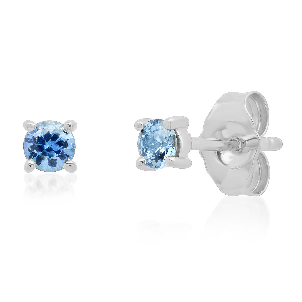 14K White Gold Blue Sapphire Studs