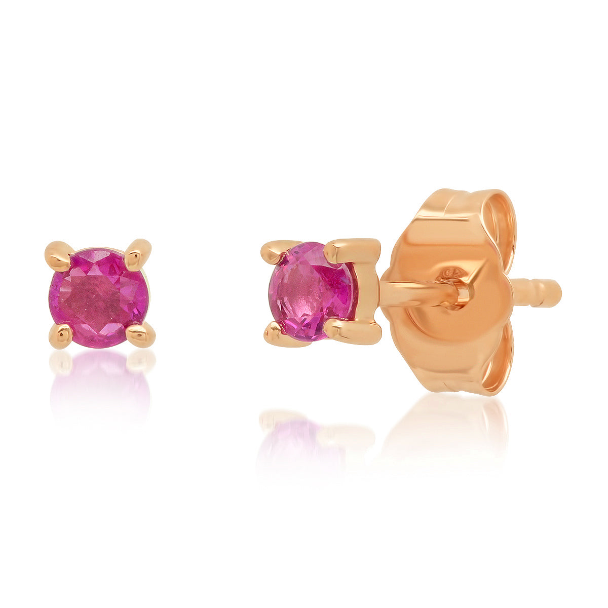 14K Rose Gold Ruby Studs