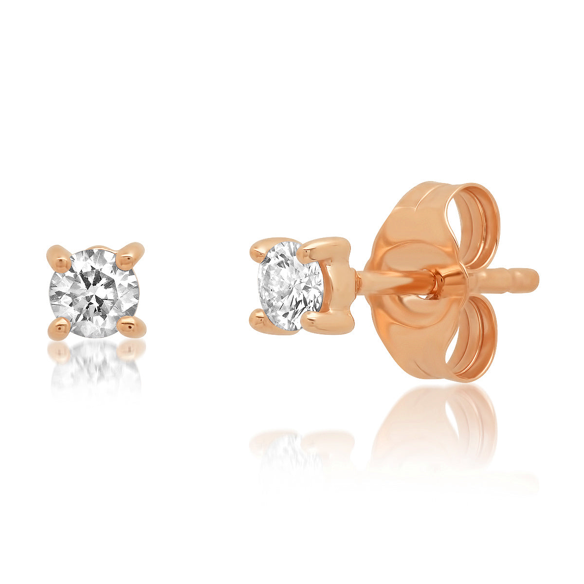 14K Rose Gold Diamond Studs
