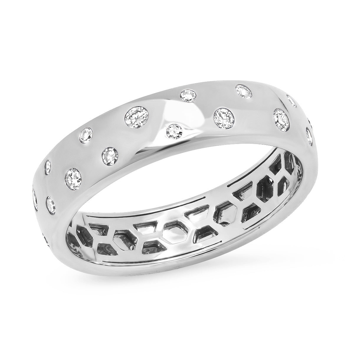 14K White Gold Diamond Polka Dot Ring