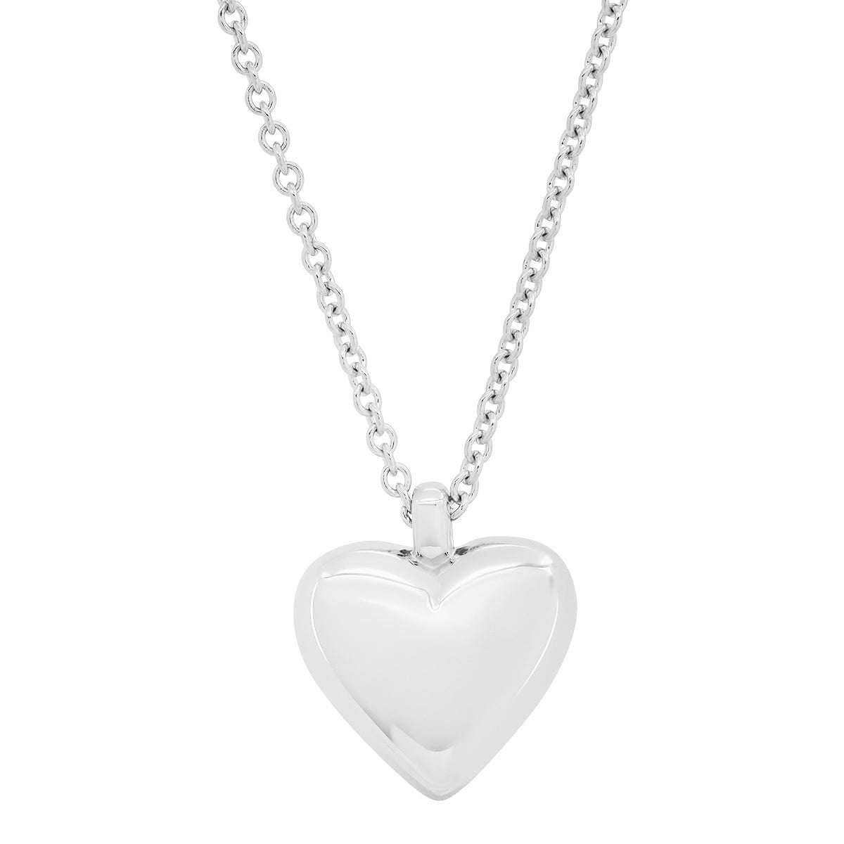 14K White Gold Small Reversible Diamond and Gold Puffy Heart Necklace