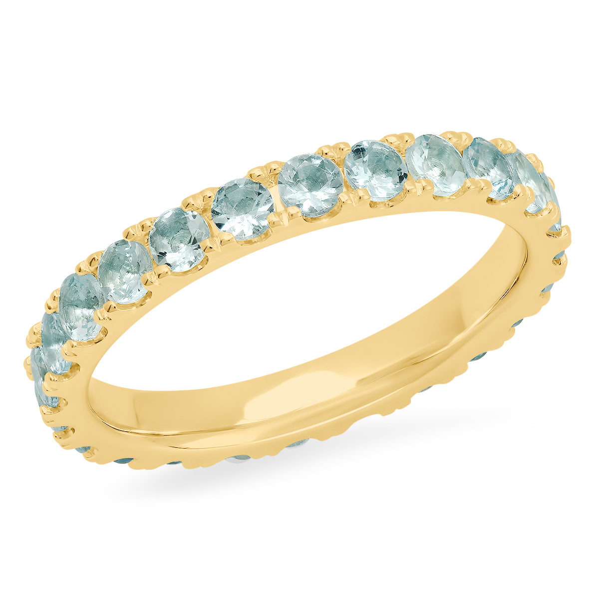 14K Yellow Gold Large Aquamarine Eternity Band