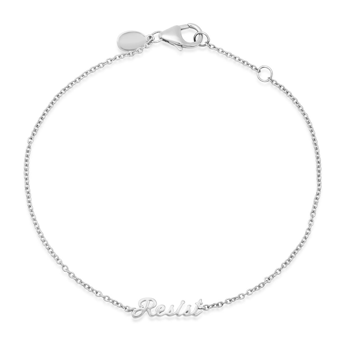 White Gold Resist Script Bracelet