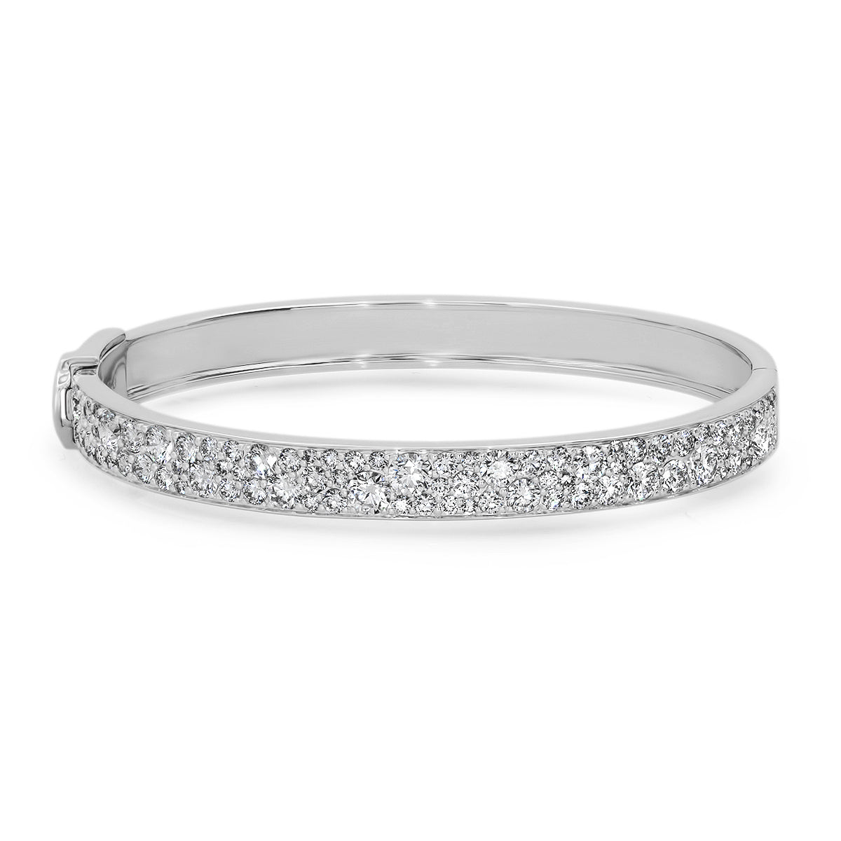 14K White Gold Diamond Cluster Bangle