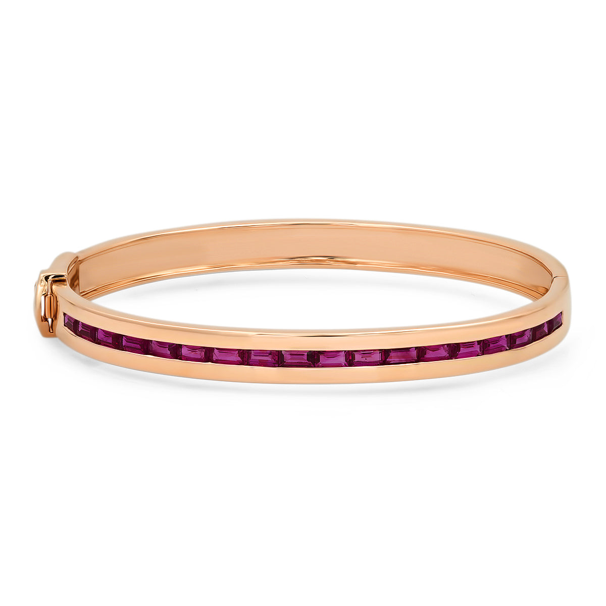 14K Rose Gold Ruby Baguette Row Bangle