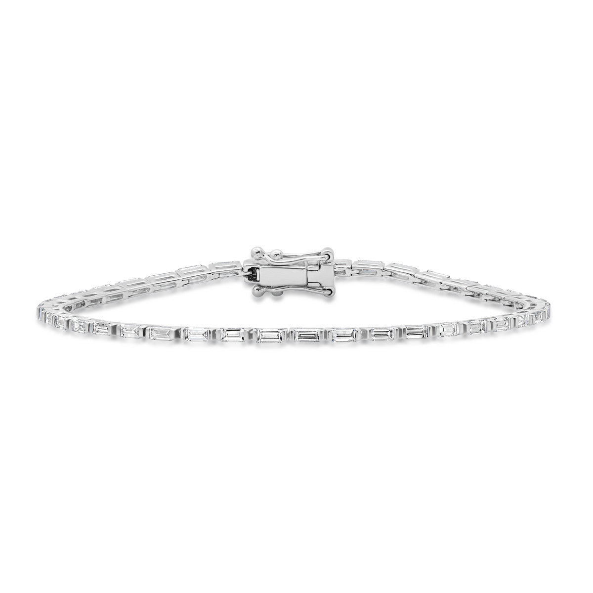 14K White Gold Diamond Baguette Tennis Bracelet