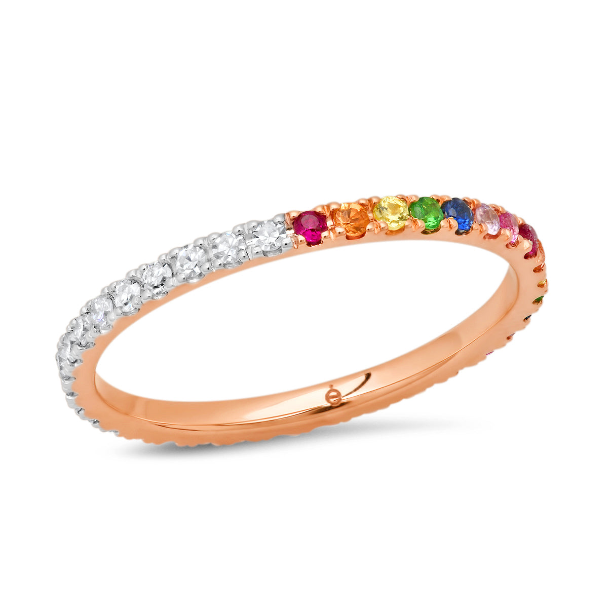 14K Rose Gold Rainbow and Diamond Eternity Band