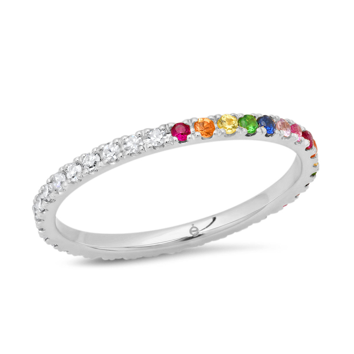 14K White Gold Rainbow and Diamond Eternity Band