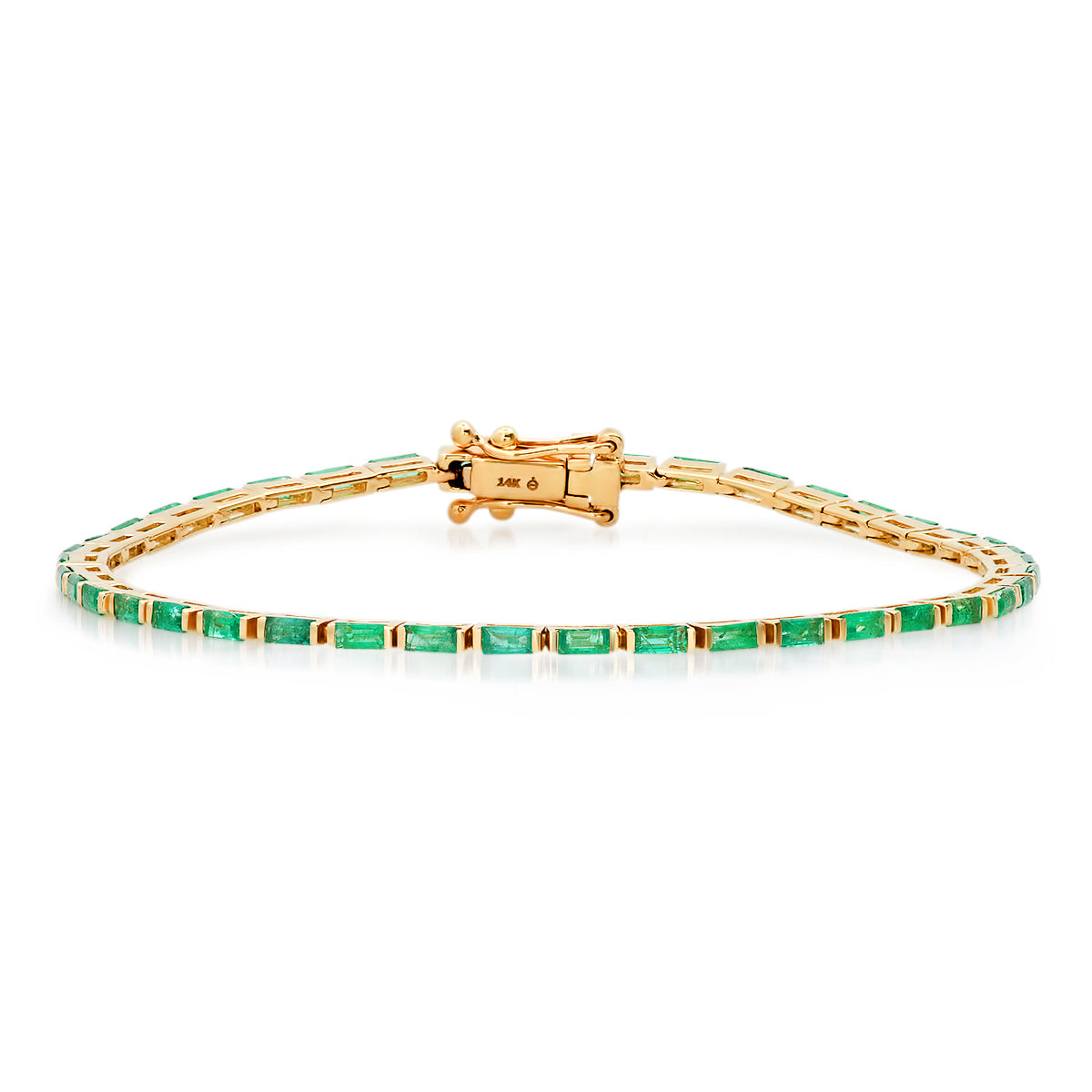 14K Yellow Gold Emerald Baguette Tennis Bracelet