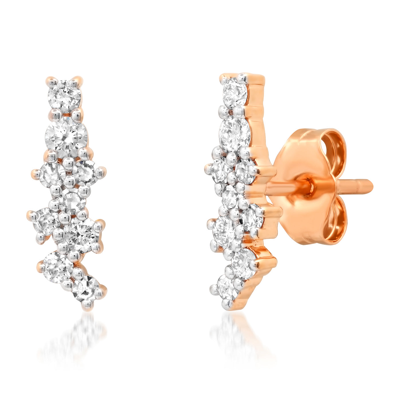 14K Rose Gold Diamond Sunburst Studs