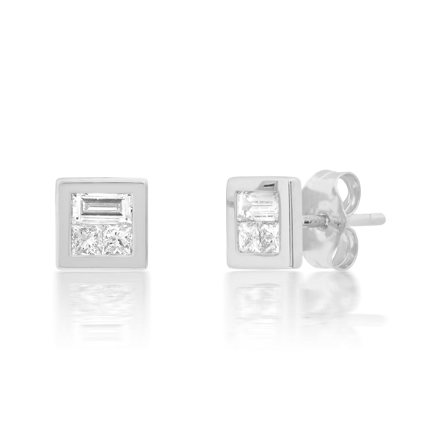 14K White Gold Diamond Illusion Studs 