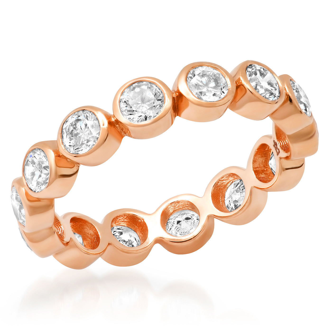 14K Rose Gold Diamond Bezel Set Eternity Band 