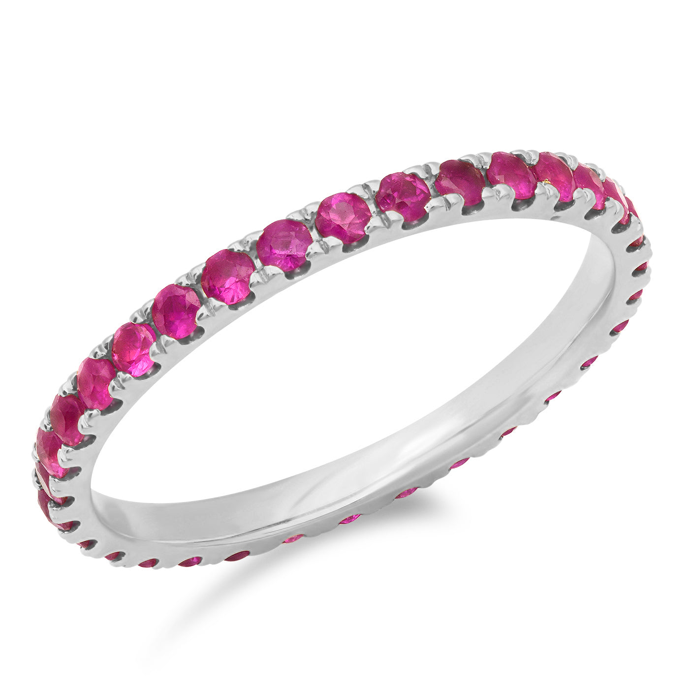 14K White Gold Standard Ruby Eternity Band