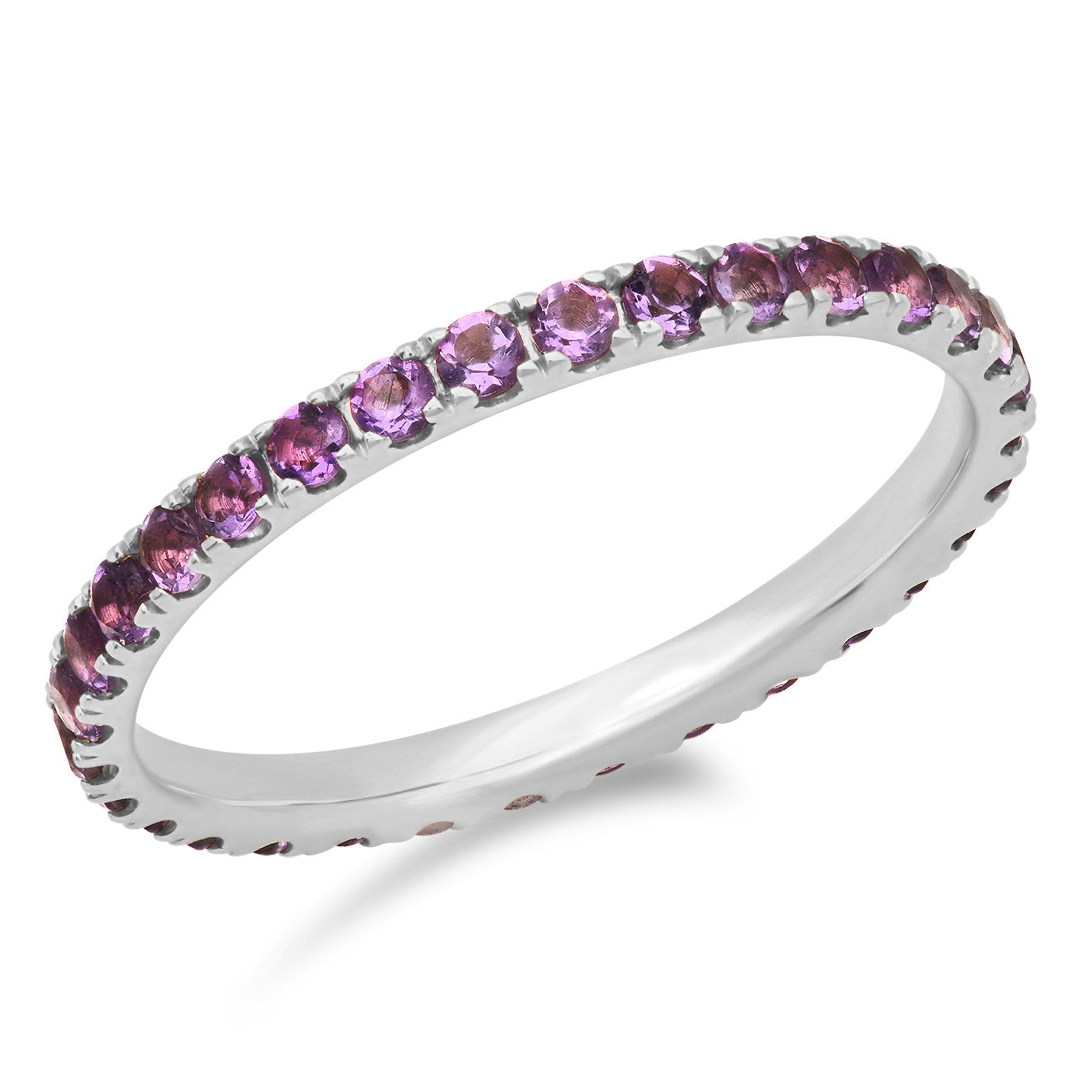 14K White Gold Standard Amethyst Eternity Band