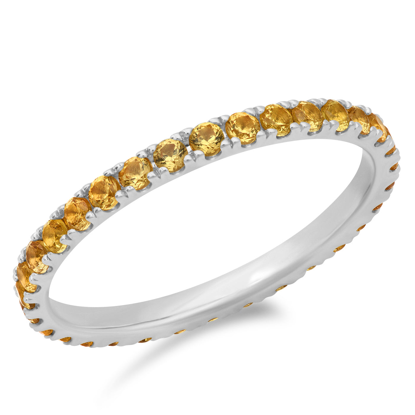 14K White Gold Standard Yellow Sapphire Eternity Band 