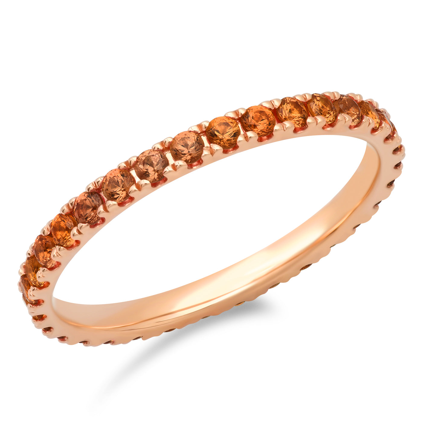 14K Rose Gold Standard Orange Sapphire Eternity Band