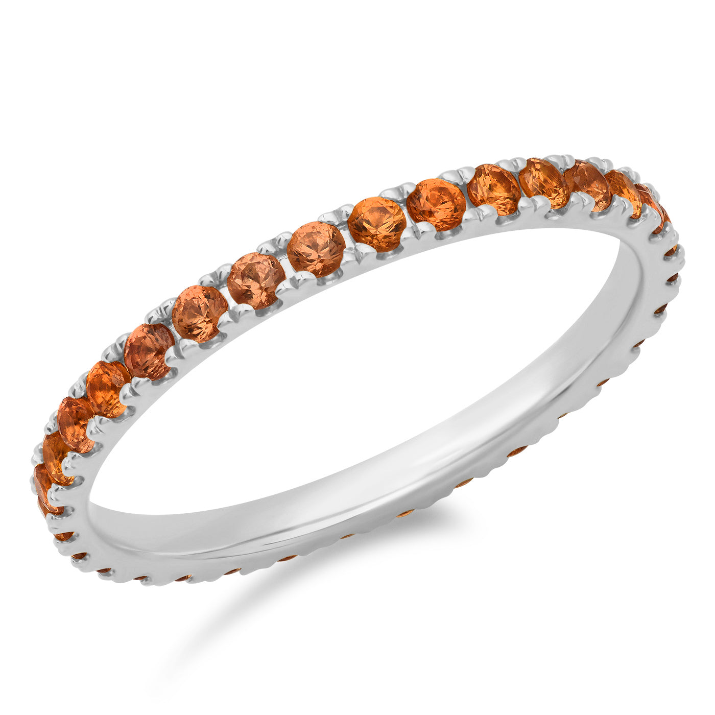 14K White Gold Standard Orange Sapphire Eternity Band