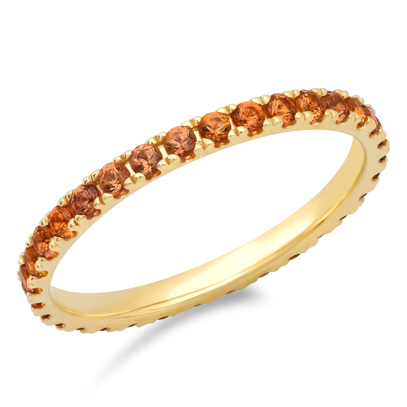 14K Yellow Gold Standard Orange Sapphire Eternity Band