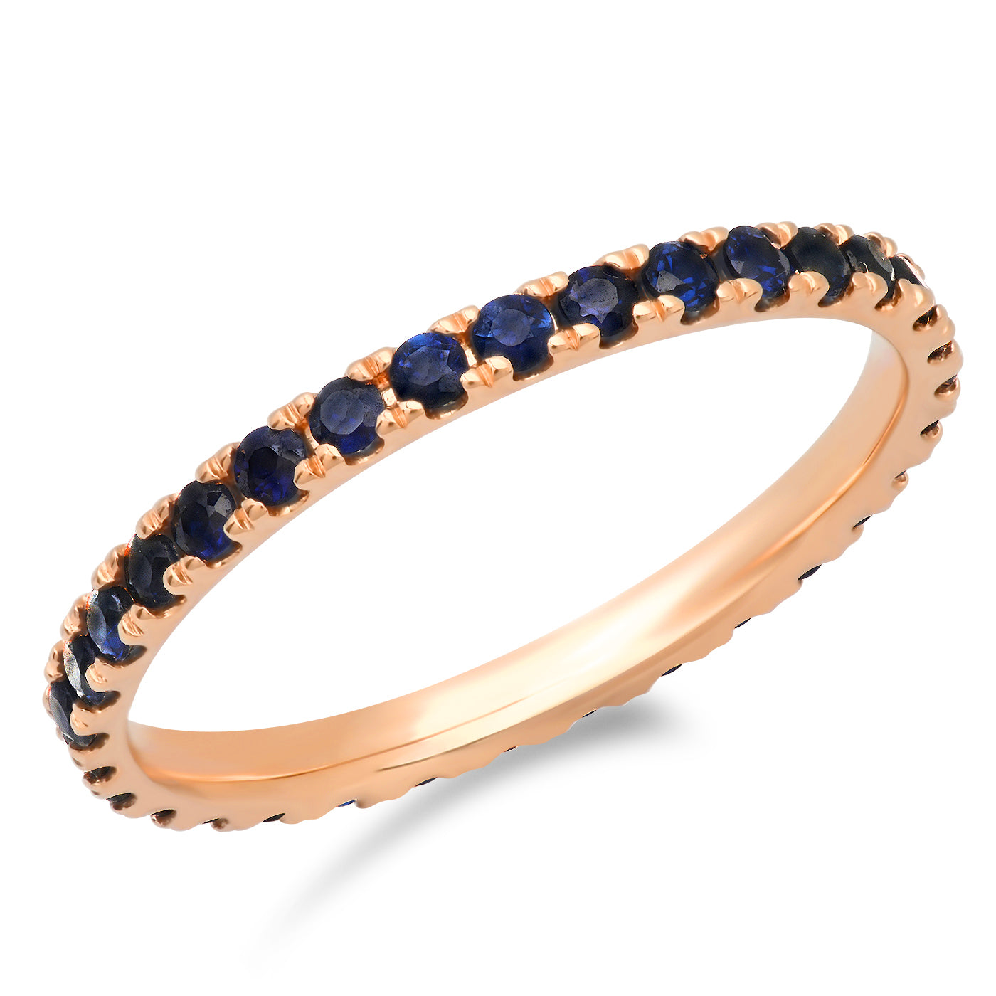 14K Rose Gold Standard Blue Sapphire Eternity Band