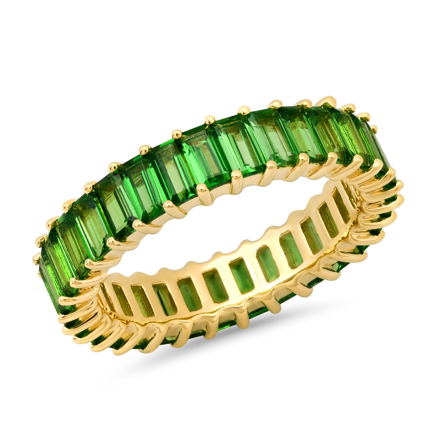 14K Yellow Gold Tsavorite Vertical Baguette Ring