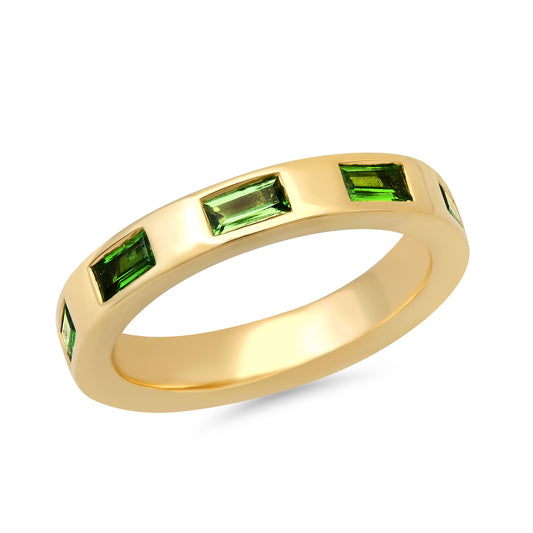 14k Yellow Gold Stationary Tsavorite Baguette Ring