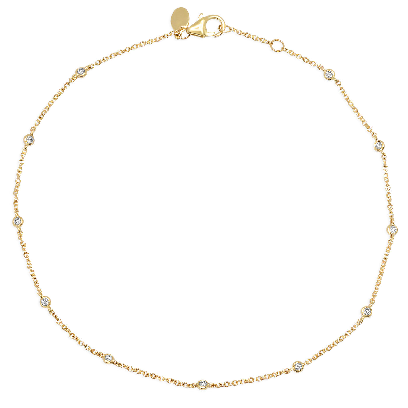 14K Yellow Gold Diamond Bezel Set Anklet 