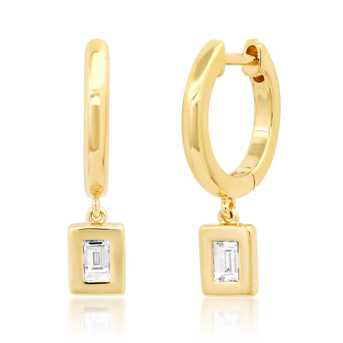 14K Yellow Gold Diamond Bezel Set Huggies